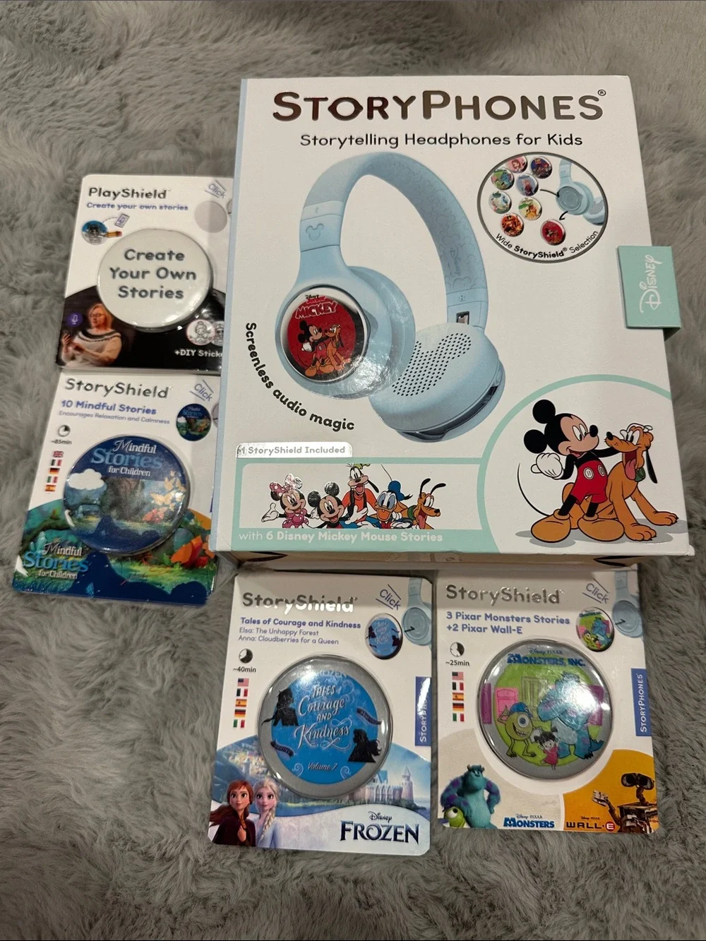 StoryPhones Kids Headphones in Light Blue with Disney Mickey Stories